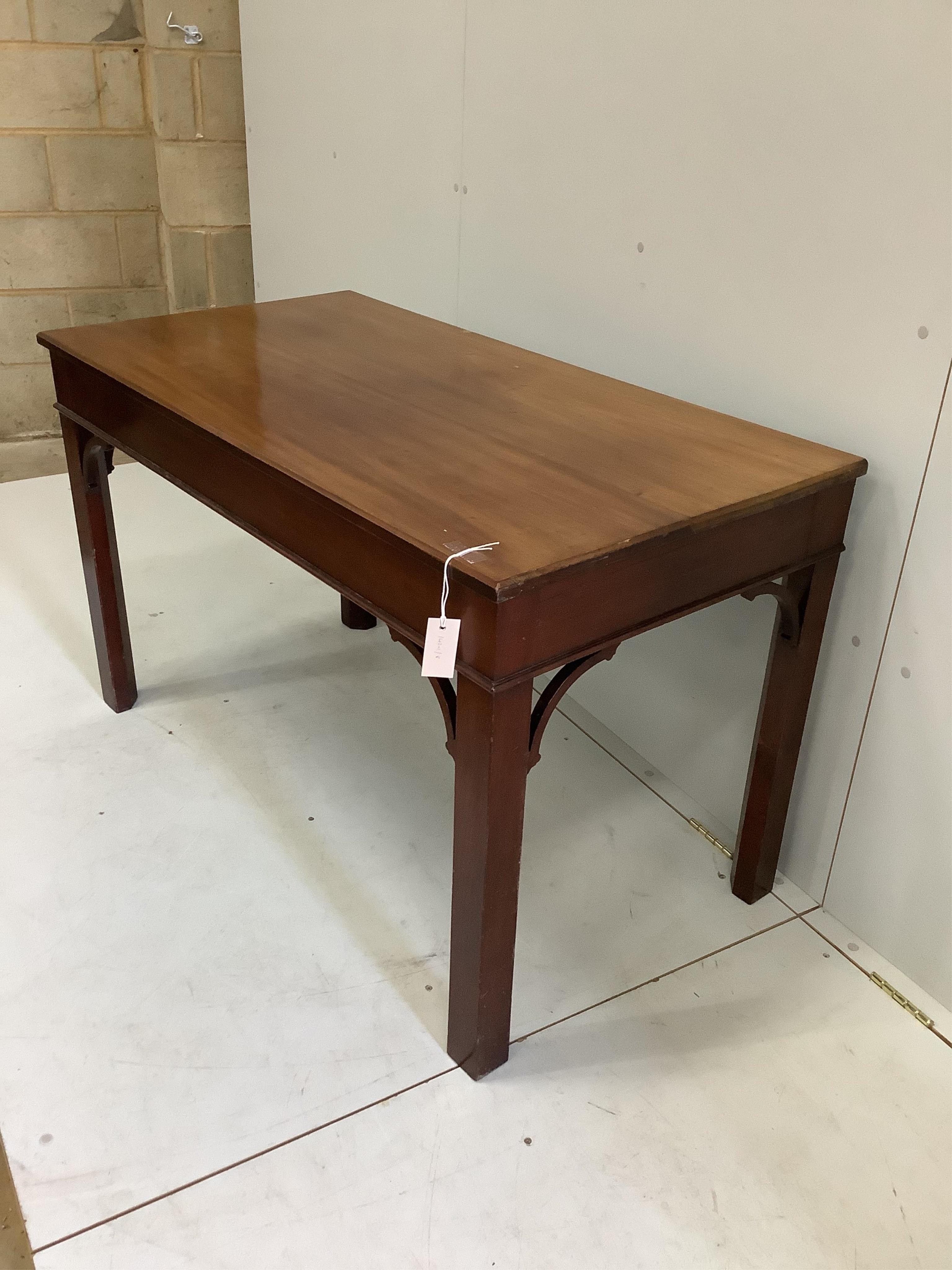A George III style rectangular mahogany console table, width 120cm, depth 63cm, height 73cm